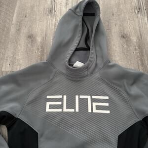 NIKE Elite Therma-Fit Hoodie BOYS Large Gray Dri-Fit Sweatshirt Fleece